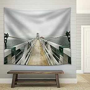 Narrow Bridge on The Sea - Fabric Wall Tapestry Home Decor - 51x60 inches