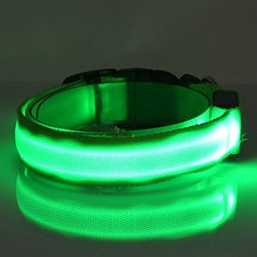 CUPET LED Dog Collar - [13.8-17'' / 35-43cm] Small Size Glowing Flashing Nylon Pet Collar - 3 Flashing Modes Luminous Safety Collar For Night Walking (Battery-powered)