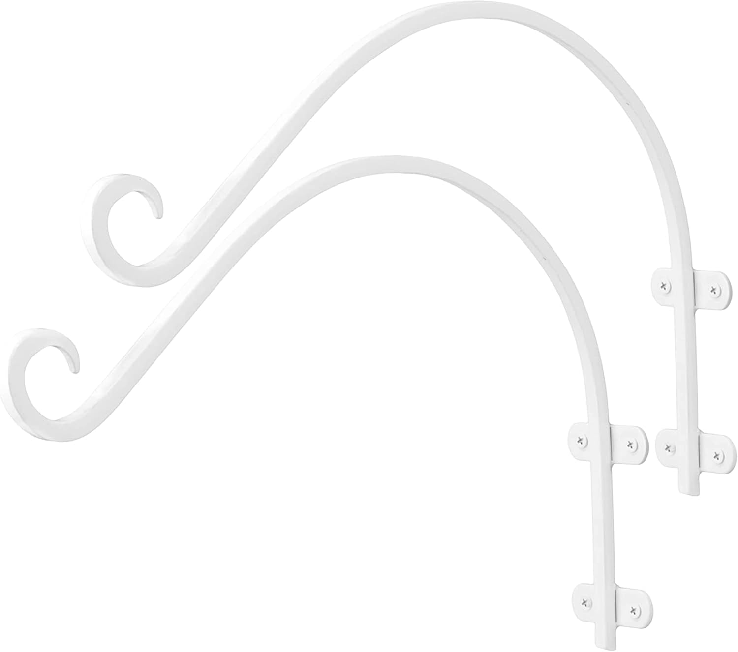 Outdoor Hanging Brackets - Monarch Abode 20047 Wall Mount Plant Hook Premium Metal Decorative Hanging Bracket for Plants Bird Feeders Planters Home Decor, Heavy Duty, 14 inch, Set of 2, Classic White