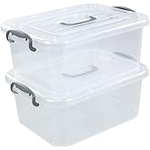 Kekow 2-Pack Clear Storage Latch Box, Plastic Containers with Lids, 8 L