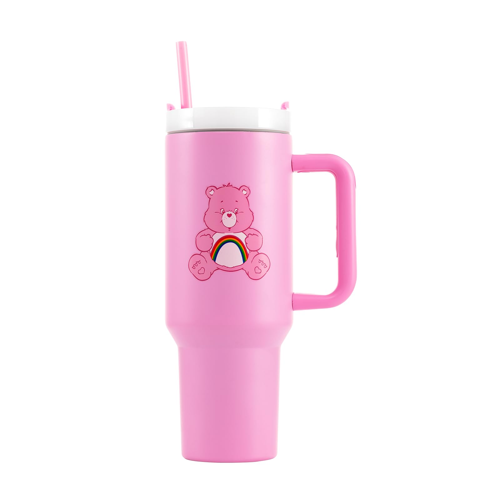Pyramid International Care Bears (Cheer Bear) 40oz/1200ML Tumbler with Straw and Lid, Advanced Double-Wall Vacuum Insulation, Keeps Cold Drinks Up to 11 Hours, Hot Drinks for Up to 7 Hours, BPA-Free