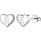 ChicSilver Hypoallergenic 925 Sterling Silver Heart Initial Stud Earrings for Women Sensitive(with Gift Box)
