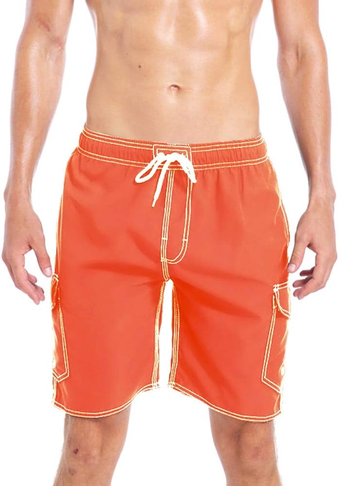 QRANSS Men's Swimming Shorts Swim Trunks with Mesh Lined Drawstring Waistband Surfing Shorts