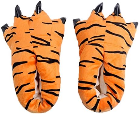 Gebaozhen Stuffed Animal Claw Slippers,Fun Costume Play & Everyday Furry Animal Plush Paw for Kids & Adults Wear (S, Leopard Pattern)