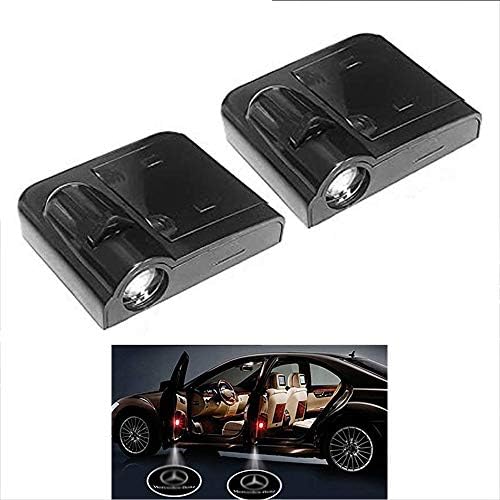 Car Universal LED Door Warning Light, 2 Pieces Courtesy Lighting Door Shadow Lamps, 3D Logo Welcome Projector, Suitable for Car Interior,Benz