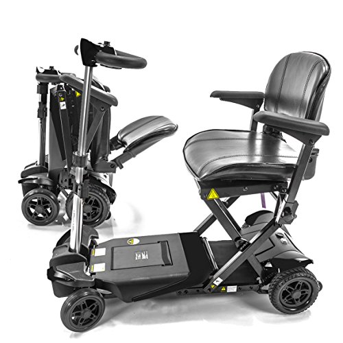 Transformer Automatic Foldable Lithium Powered Travel Scooter Black + Cane & Cup Holder