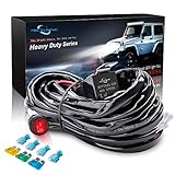 MICTUNING HD 14AWG 300w LED Light Bar Wiring Harness Fuse 40Amp Relay ON-OFF Waterproof Switch(2Lead)