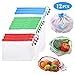 SPIKG Reusable Mesh Produce Bags Washable Eco Friendly Bags for Grocery Shopping Storage Fruit Vegetable Toys(Set of 12 PCS)
