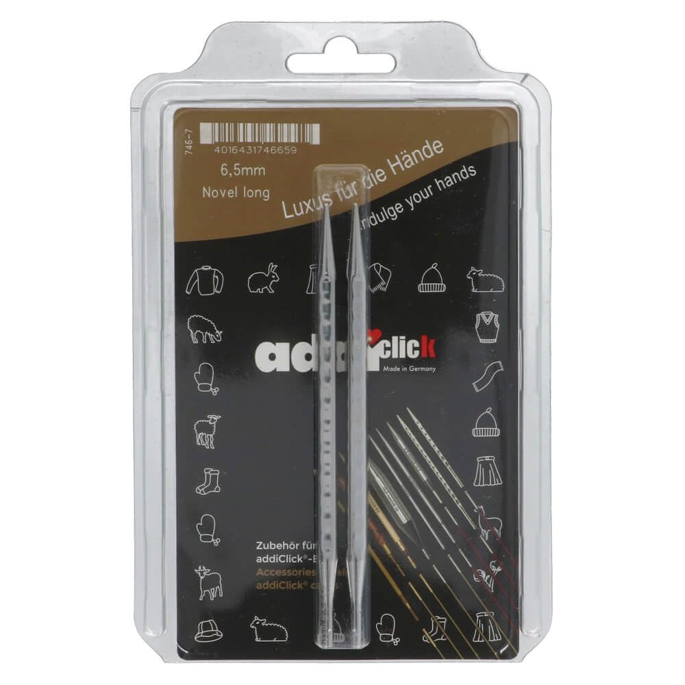 Addi Click Novel Lace Long Tips, Metal, 6.50mm (UK 3 / US 10.5), 6.5mm