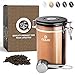 OPUX Coffee Canister | Stainless Steel Airtight Coffee Container with Scoop | Coffee Storage for Coffee Beans, Ground, Tea with Co2 Valve and Date Tracker | Coffee Jar (21 oz Copper)
