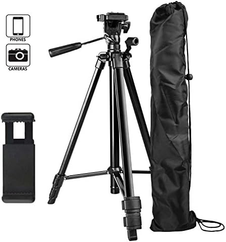 Xiner - 132 CM Selfie Stick Aluminum Tripod for Phone, Camera, Cellphone with Bluetooth Remote Shutter and Smartphone Mount