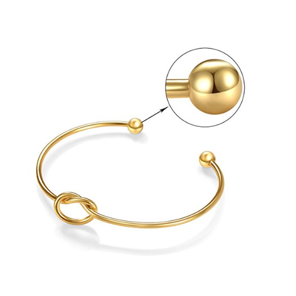 6 Pcs Simple Bangle Bracelet, Love Knot Bangle and Bow Knot Bracelet, Adjustable Cuff Bangle for Women Girls (Silver, Gold and Rose Gold)