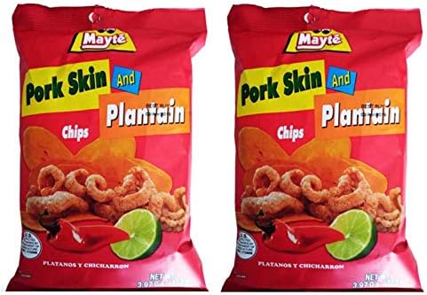 MAYTE Chicharron y Platanos con Chile y Limon 113 grs. - 2 Pack / Pork Skin and Plantain Chips with Chili and Lime 3.9 oz. - 2 Pack