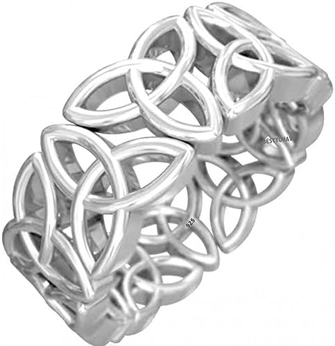Mens 925 Sterling Silver Trinity Knot Design Silver Celtic Wedding Engagement Band Ring