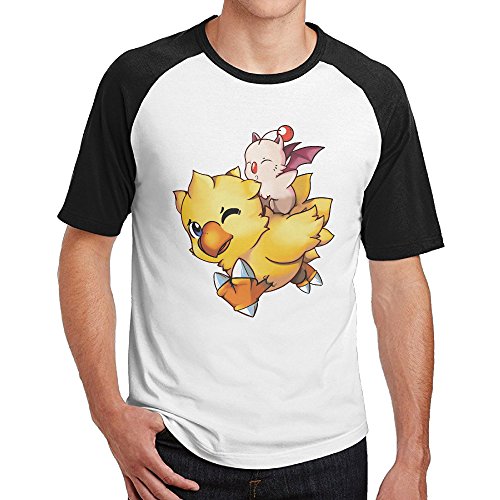 Men's Final Fantasy Mog And Chocobo 3/4 Sleeve Raglan Baseball T-shirt M Black