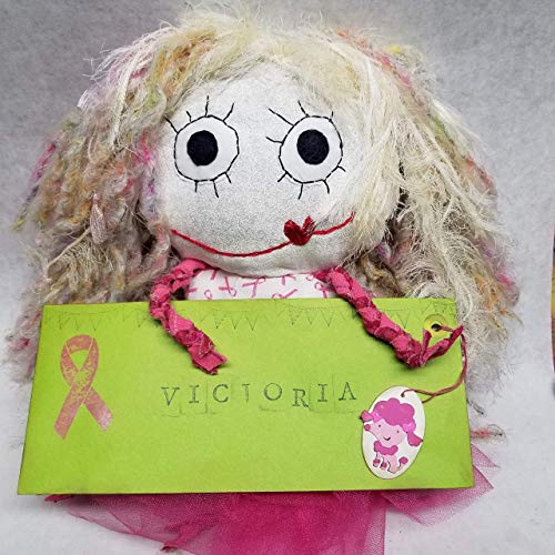 Handmade Big Hair Head Girly Pink Ribbon Doll - Thumbnail 6