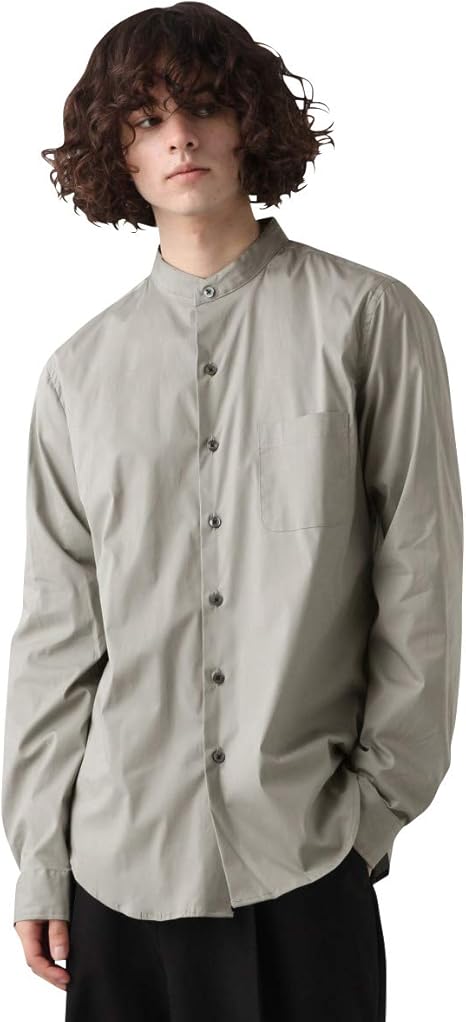 Amazon ハレ シャツ 長袖 ブロードスタンドカラーシャツ メンズ L グレー 8 シャツ 通販