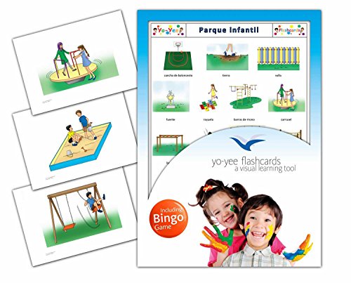 Playground Flashcards in Spanish Language - Flash Cards with Matching Bingo Game for Toddlers, Kids, Children and Adults - Size 4.13  5.83 in - DIN A6
