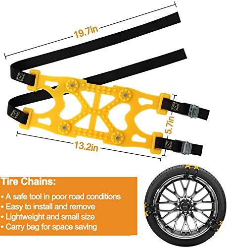 MONODEAL Snow Tire Trains, Durable Anti-Slip Snow Trains for Car, SUV, Van, Pickup Trucks, Universal Anti Skid Tire Chains for Emergencies and Occasional Use - Thumbnail 2