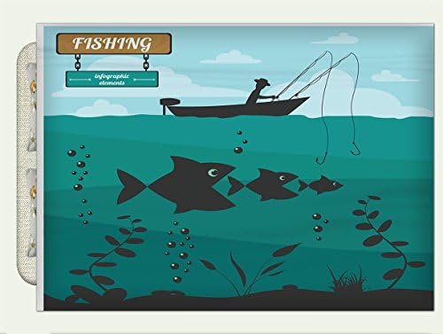 Ankeru Flannel Throw Blanket Fishing Single Man In Boat Luring With Bobbins Nautical Marine Sea Nature Funky Image Blue Teal Autumn Winter Warm Double Sides Print Blanketry, 71"W x 59"H
