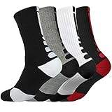 4 Pack Men Dri-fit Cushion Basketball Athletic Long Sports Outdoor Socks Compression Crew Sock Size 6.5-11.5