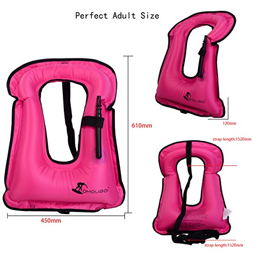 OMOUBOI Life Jackets Unisex Adult Inflatable Snorkel Vest Snorkel Jacket Free Diving Safety Jacket