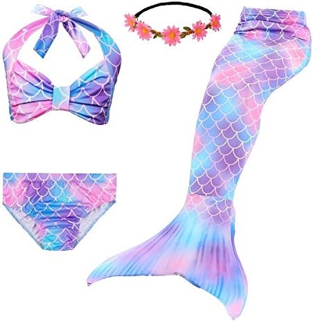 Fishkidtail 2019 Mermaid Costume for Girls Bathing Swimsuit Swimwear Princess Sea-Maid Bikini Set(No Monofin)