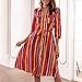 Women’s Stripe Midi Dress – Ladies Long Sleeve Tunic Shirt Dresses with Belt – Colorful Work Loose Dressthumb 1