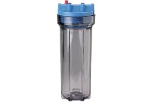 Pentair Pentek 158117 Traditional Slim Line Filter Housing, 1/4" NPT #10 Under Sink Clear Water Filter Housing with Pressure Relief Button, 10-Inch, Clear