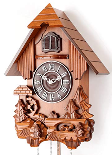 Polaris Clocks Cuckoo Clock in German Style with Night Mode Option (Brown, Water Mill-2)