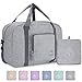 WANDF Foldable Travel Duffel Bag Luggage Sports Gym Water Resistant Nylon (C-Light Grey Denis)