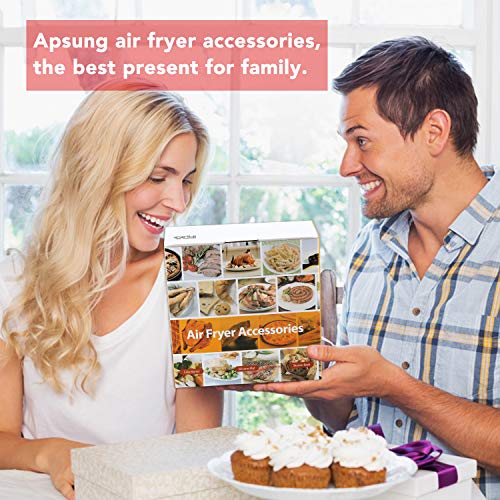 8 Inch Air Fryer Accessories, Apsung 14 Pcs Air Fryer Accessories Compatible with Growise Phillips Cozyna Fit all 5.2QT-6.3QT Air Fryer with Recipe Cookbook, FDA Approved - Thumbnail 7