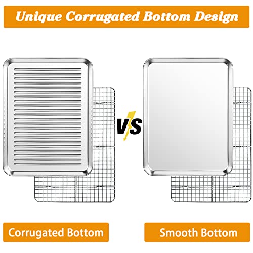 Stainless Steel Baking Sheet with Rack Set [2 Pans + 2 Racks], Cookie