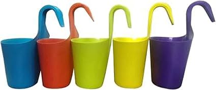 Maanit Plastic Hanging Planter, Multicolour, 5 Pieces