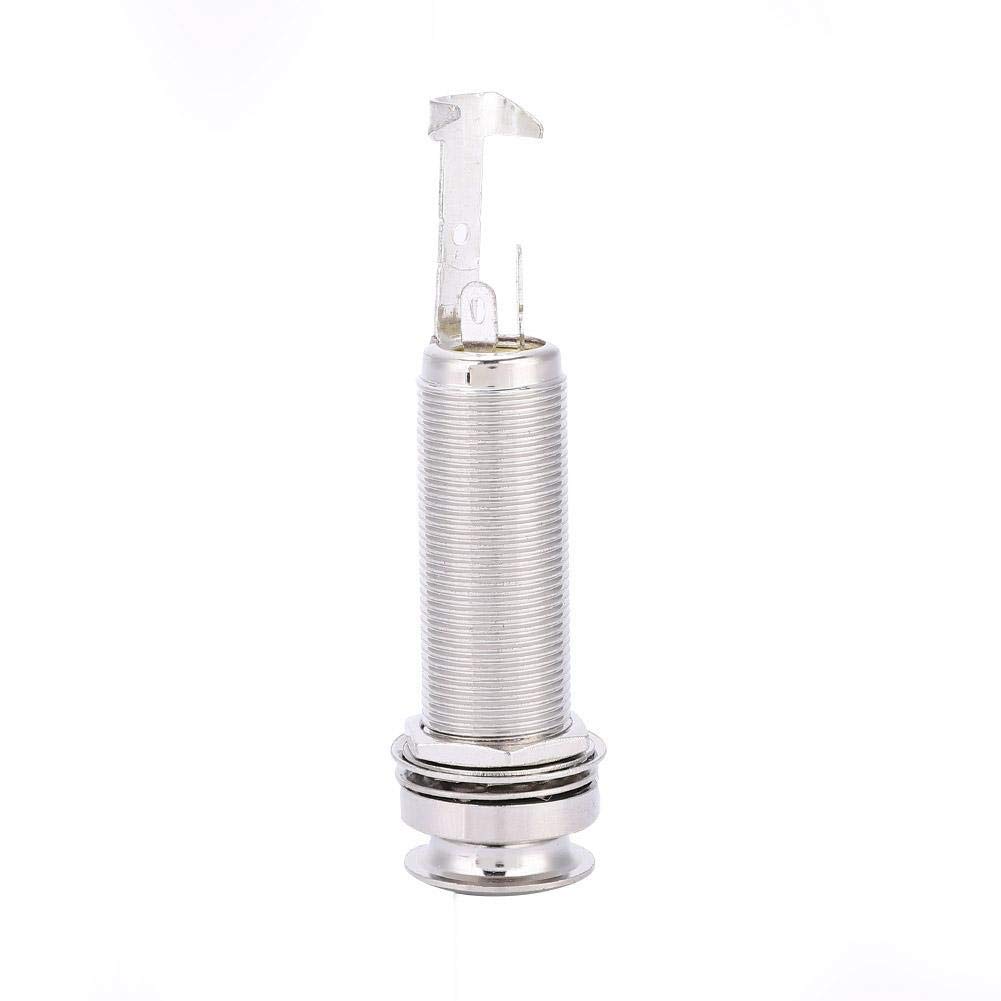 Guitar Endpin Jack, Copper Mono End Pin Jack Socket 6306 for Electric Guitar Ukulele Pickup(Silver)