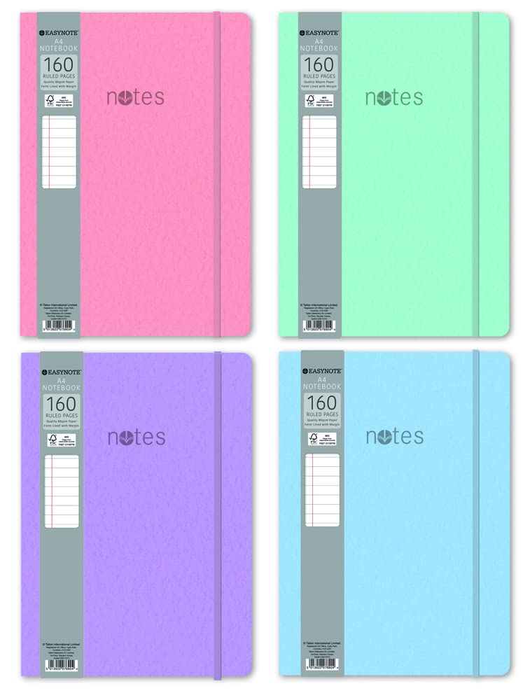 EasyNote A4 Soft Touch Notebook 4 Pastel Colours