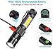 Rechargeable Flashlight, Magnetic Flashlight（included Battery), Super Bright Pocket-Sized COB Work Light T6 LED Torch with Clip, Zoomable, Water Resistant, 4 Modes for Camping Hiking 2 Pack