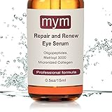 The Best Eye Serum 100% Natural Anti-aging for Wrinkles, Dark Circles, Puffiness, Eye Bags and Crow's Feet with Oligopeptides, Matrixyl 3000 Peptides + Micronized Collagen. Made in USA