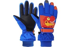 Kids Ski Gloves, Winter Warm Windproof Snow Mittens Girls Boys Cold Weather Gloves for 2~13 Years Old Kids Sledding Snowboard
