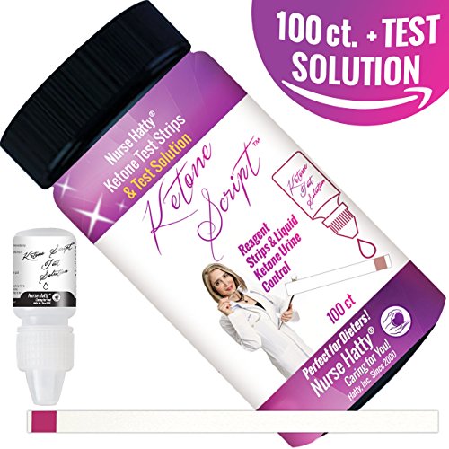 Nurse Hatty - (New Product) Ketone Strips + 2ml Bottle of Test Solution - USA-Made - Ketone Test Strips & Solution to Benefit Your Low-carb, Ketogenic, Paleo, Atkins Diets