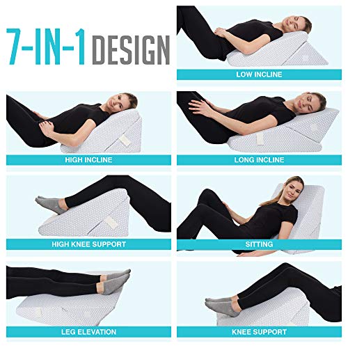 AllSett Health Cooling Bed Wedge Pillow Adjustable 9&12 Inch Folding