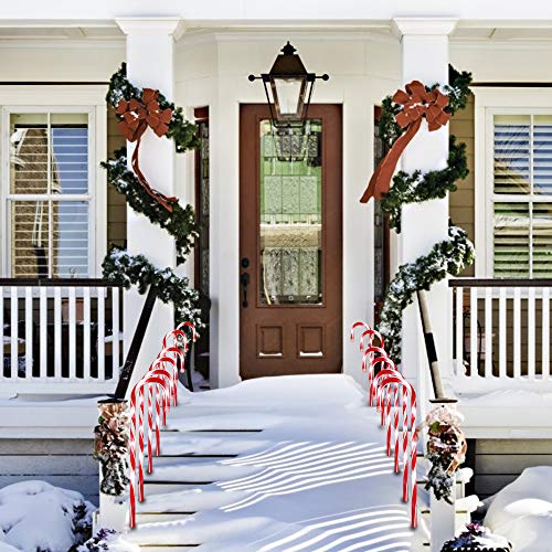 Ankuka 22" Cane Candy Lights - 6 Sets Outdoor Christmas Candy Cane Pathway Markers Pre-Lit with 5 Tungsten Bulbs Per Cane for Christmas Decorations