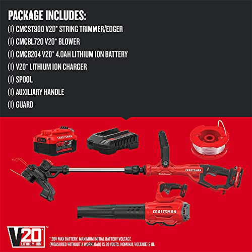 CRAFTSMAN V20 String Trimmer and Blower Combo Kit, Cordless (CMCK297M1