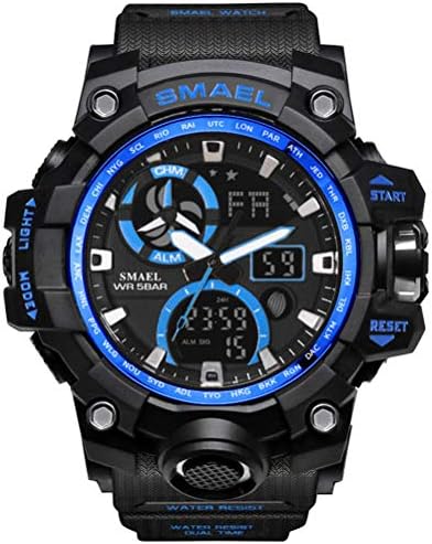 Richermall Men's Sports Analog Quartz Watch Dual Display Waterproof Digital Watches with LED Backlight relogio masculino (Red Black)