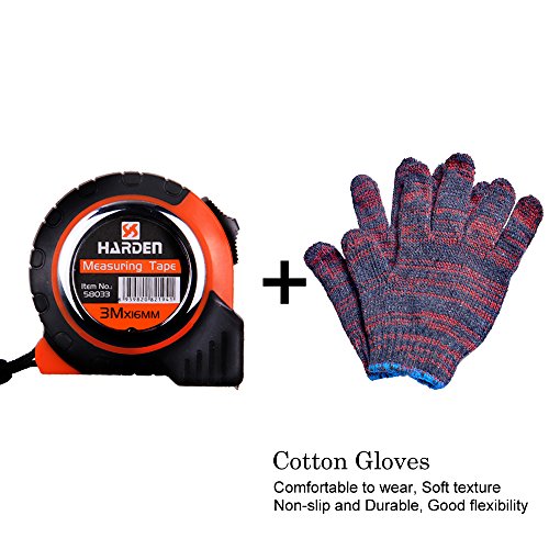 Tape Measure,Lightdot Hardware,Retractable Metric Measuring Tape 10ft (3m) with Wrist Strap, Black And Orange (Attached With A Pair Of Gloves)