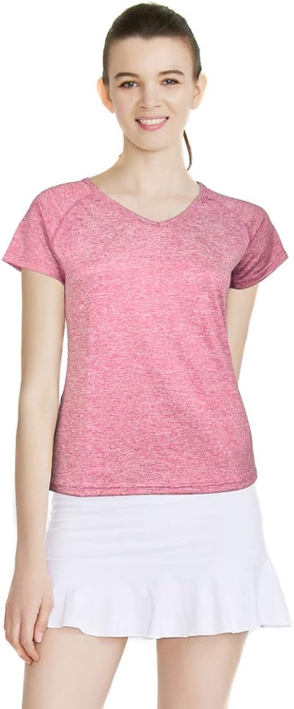 Pulchrumcs Tennis Shirts for Women Short Sleeves, T-Shirts Running Shirts V-Neck Performance Activewear Shirt,Loose Fit: Clothing