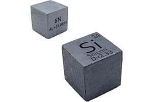 MAGERIAL Silicon Cube Semiconductor Si 999999 Element Cube Pure 10mm Density Cube for Element Collection Periodic Table Hunter, and More (0.39", Silicon)