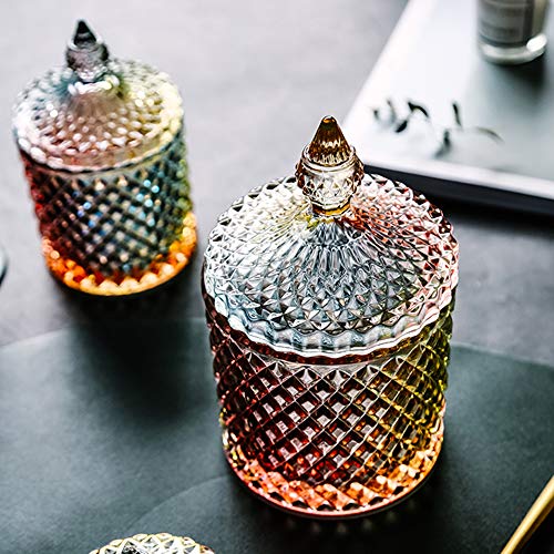 YOUDirect Apothecary Jar, 20 OZ Glass Qtip Holder with Lid, Luxurious Crystal Canister Bathroom