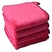 Sinland Microfiber Makeup Remover Cloth Reusable and Washable Makeup Remover Towels Face Cloths Facial Cleaning Towels Fast Drying Washcloth 9.8Inchx9.8Inch 4 Pack Dark Pink