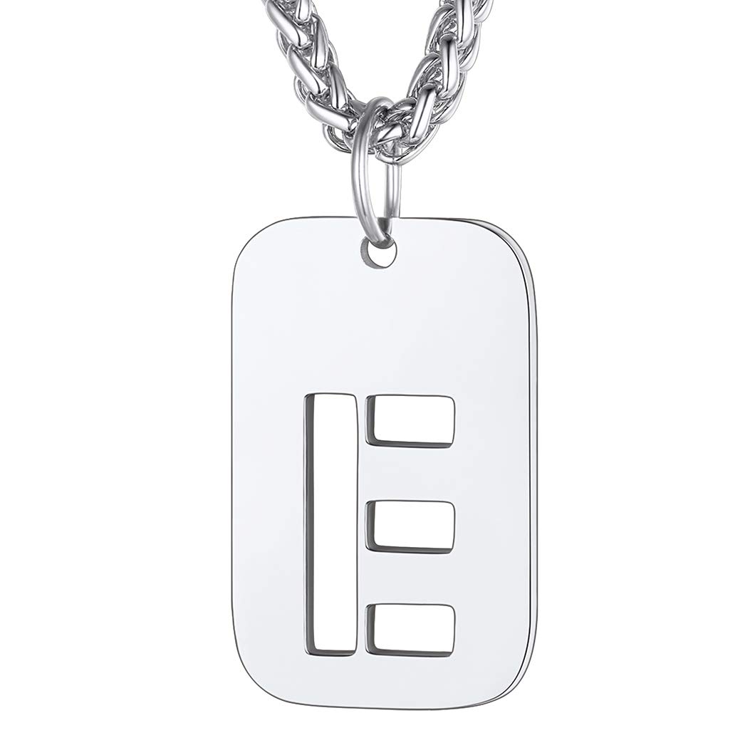 Richsteel Dog Tags Army Initial E Mens Necklaces Tag Chain for Men Necklace